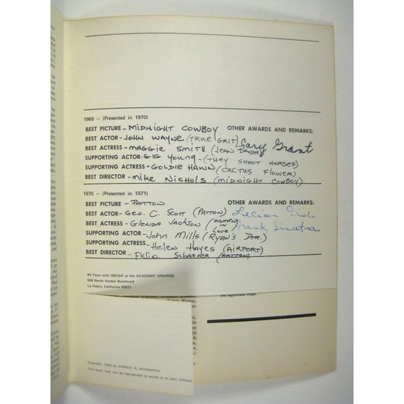 40 Years Oscars at the Academy Awards 1969 Bette Davis Robert Osborne STAIN - Picture 4 of 7